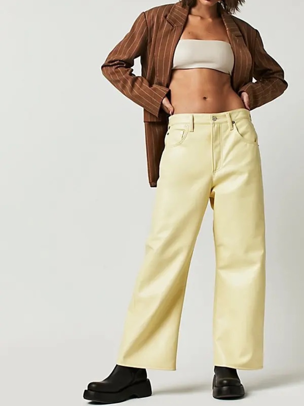 Citizens of Humanity Recycled Leather Gaucho Pant in Mellow Yellow 30